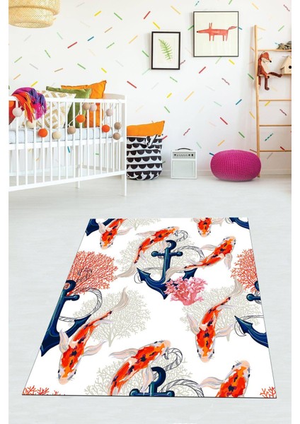 Dijital Baskılı Kaymaz Taban Yıkanabilir Modern Çocuk Odası Halısı VHÇ-HP-699