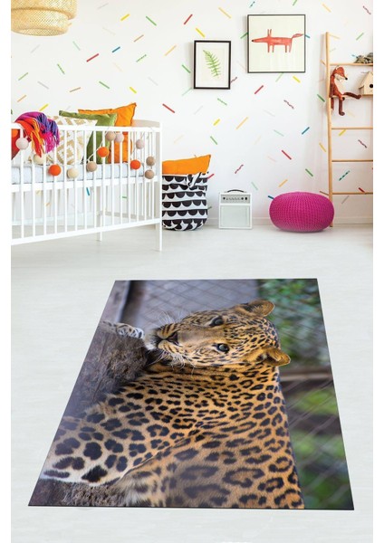 Dijital Baskılı Kaymaz Taban Yıkanabilir Modern Kaplanlı Çocuk Odası Halısı VHÇ-HP-757