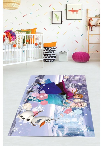 Dijital Baskılı Kaymaz Taban Yıkanabilir Modern Elsalı Çocuk Odası Halısı VHÇ-HT-1176
