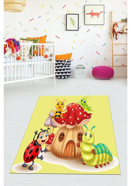 Dijital Baskılı Kaymaz Taban Yıkanabilir Modern Çocuk Odası Halısı VHÇ-HP-727