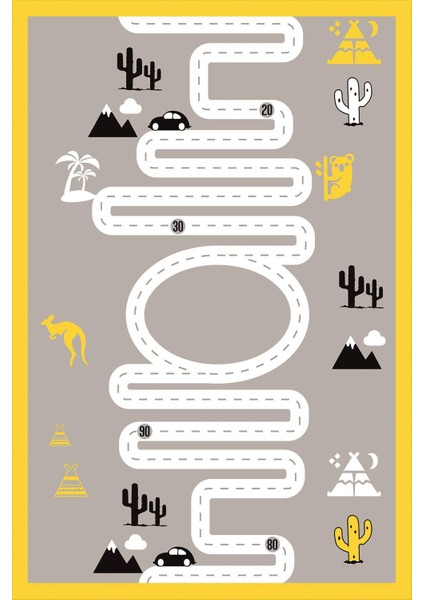 Dijital Baskılı Kaymaz Taban Yıkanabilir Modern Trafik Yollu Çocuk Odası Halısı VHÇ-HT-1190