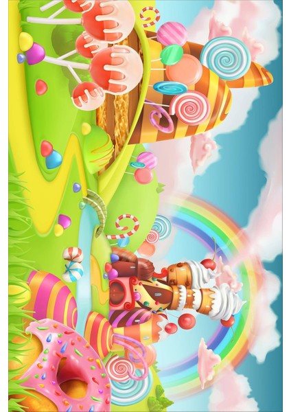 Dijital Baskılı Kaymaz Taban Yıkanabilir Modern Çocuk Odası Halısı VHÇ-HP-729