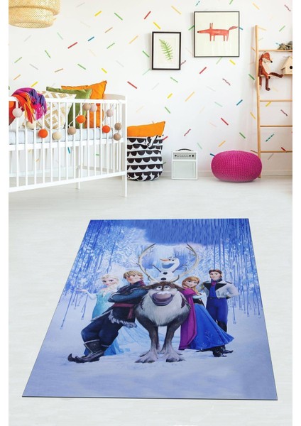 Dijital Baskılı Kaymaz Taban Yıkanabilir Modern Elsalı Çocuk Odası Halısı VHÇ-HP-773