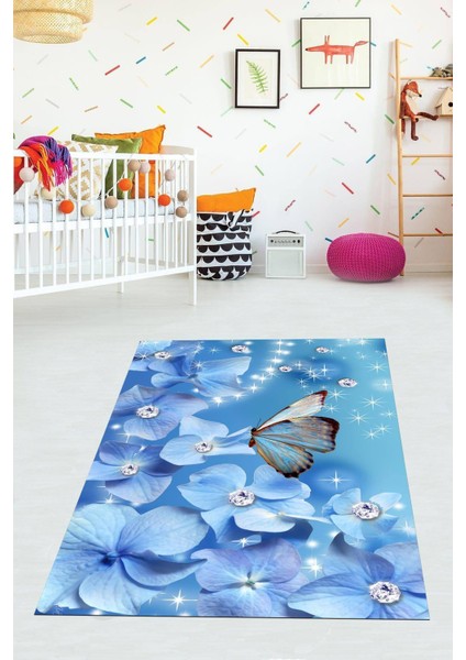 Dijital Baskılı Kaymaz Taban Yıkanabilir Modern Çocuk Odası Halısı VHÇ-HT-1188