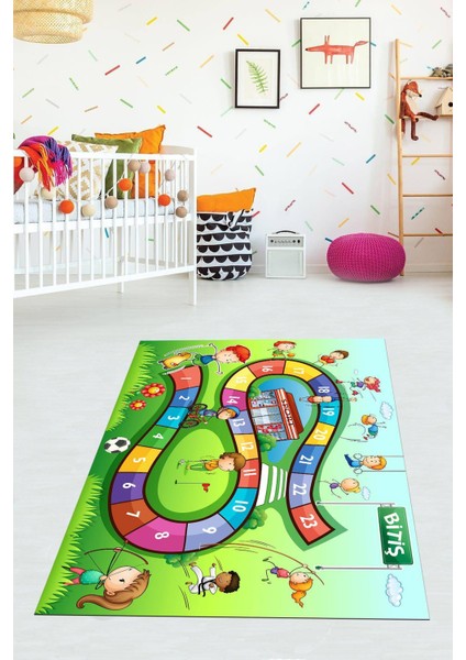 Dijital Baskılı Kaymaz Taban Yıkanabilir Modern Çocuk Odası Halısı VHÇ-HT-761
