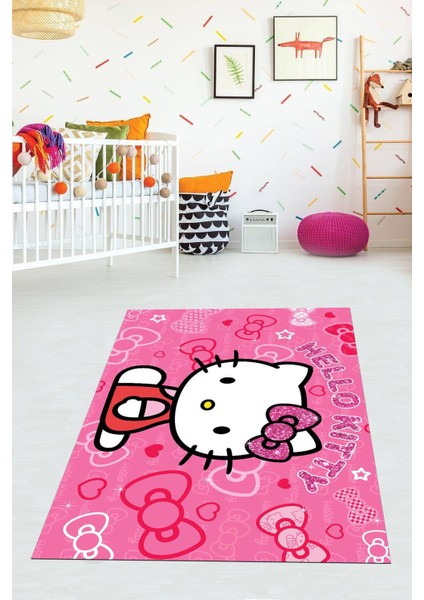 Dijital Baskılı Kaymaz Taban Yıkanabilir Çizgi Film Desenli Çocuk Odası Halısı VHÇ-HT-1178