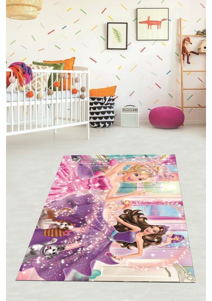 Dijital Baskılı Kaymaz Taban Yıkanabilir Çizgi Film Desenli Çocuk Odası Halısı VHÇ-HY-1219