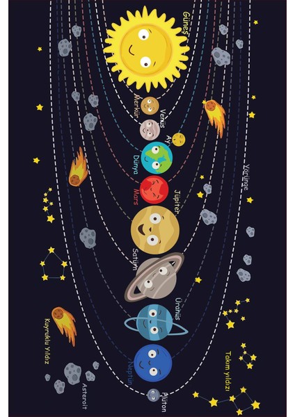 Dijital Baskılı Kaymaz Taban Yıkanabilir Modern Çocuk Odası Halısı VHÇ-SD-531