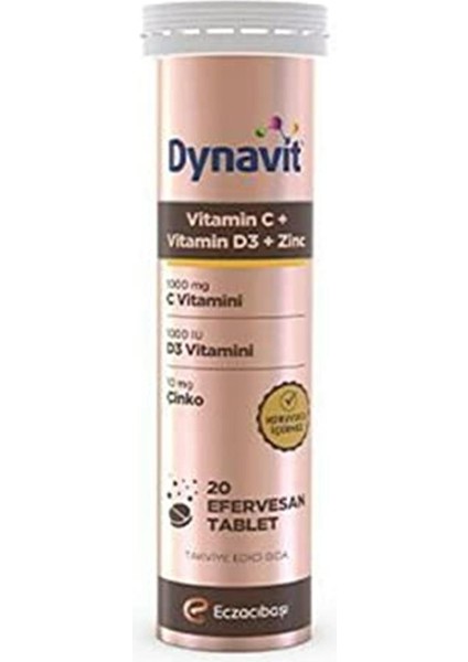 Vitamin C + Vitamin D3 + Çinko 20 Efervesan Tablet Portakal Renkli