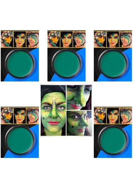 Halloween Cadılar Bayramı Makyajı Yeşil Renk Yüz Boyası 5 Adet 56 ml