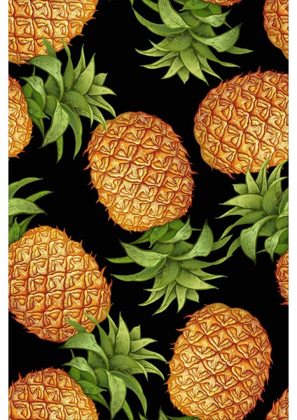 Dijital Baskılı Kaymaz Taban Yıkanabilir Ananas Desenli Modern Mutfak Halısı VHM-HM-598