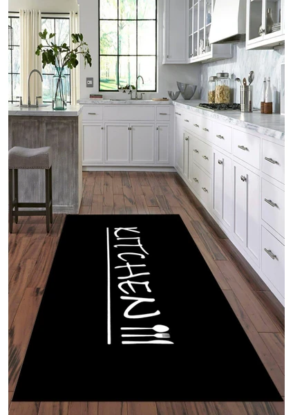 Viyana Home Dijital Baskılı Kaymaz Taban Yıkanabilir Kitchen Yazılı Modern Mutfak Halısı VHM-HT-620