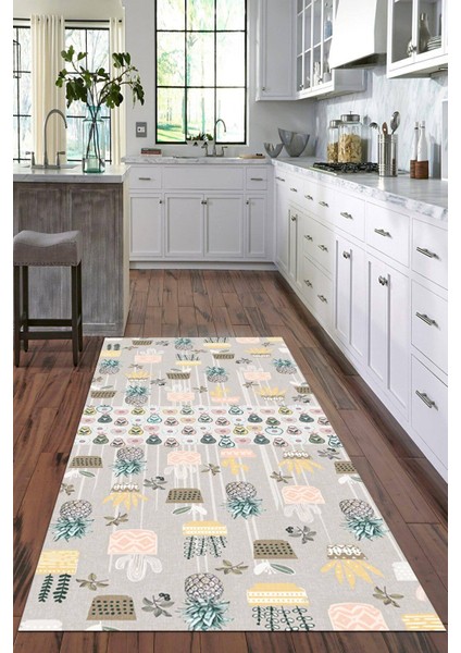 Dijital Baskılı Kaymaz Taban Yıkanabilir Modern Mutfak Halısı VHM-HT-379