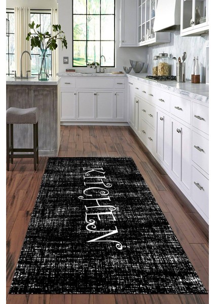 Dijital Baskılı Kaymaz Taban Yıkanabilir Kitchen Yazılı Modern Mutfak Halısı VHM-HY-1193