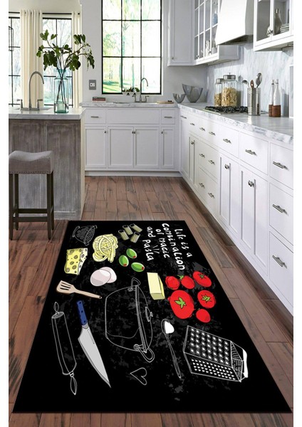 Dijital Baskılı Kaymaz Taban Yıkanabilir Modern Mutfak Halısı Vhm-Sd-28