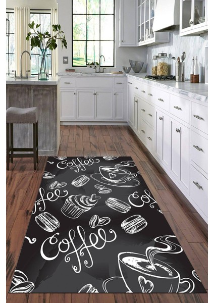 Dijital Baskılı Kaymaz Taban Yıkanabilir Modern Mutfak Halısı Vhm-Sd-35
