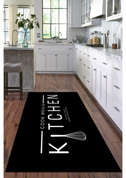 Dijital Baskılı Kaymaz Taban Yıkanabilir Kitchen Yazılı Modern Mutfak Halısı VHM-SD-518