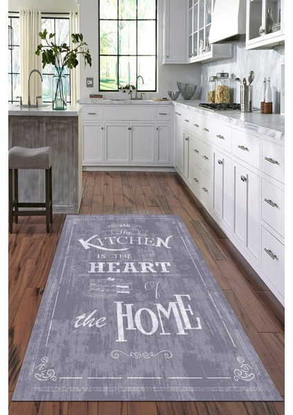 Dijital Baskılı Kaymaz Taban Yıkanabilir Kitchen Yazılı Modern Mutfak Halısı VHM-SD-522