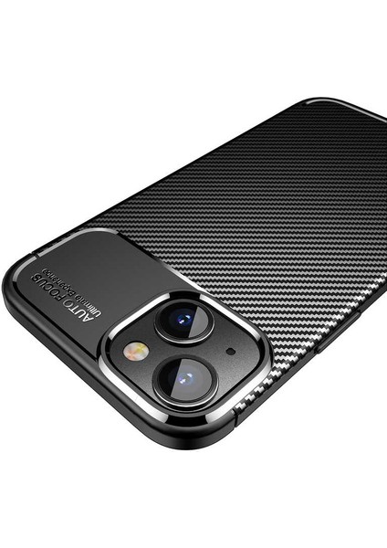Iphone 14 Plus Kılıf Negro Karbon Desen Silikon + Ekran Koruyucu Nano
