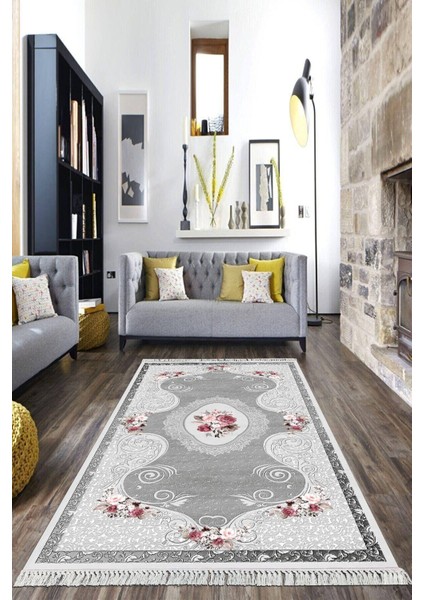 Dijital Baskılı Kaymaz Taban Yıkanabilir Çiçekli Salon Halısı Mutfak Halısı Yolluk Vh-Hk-51