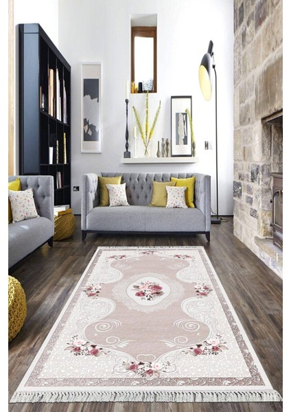 Dijital Baskılı Kaymaz Taban Yıkanabilir Çiçekli Salon Halısı Mutfak Halısı Yolluk Vh-Hk-55