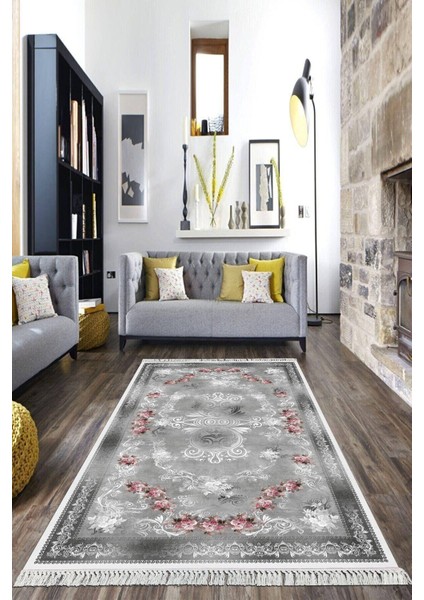 Dijital Baskılı Kaymaz Taban Yıkanabilir Çiçekli Salon Halısı Mutfak Halısı Yolluk Vh-Hk-60