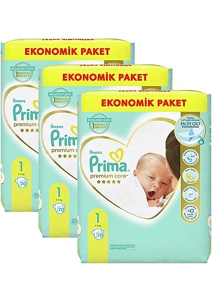 Bebek Bezi Premium Care 1 Beden Aylık Fırsat Paketi 2-5 kg 210'lu