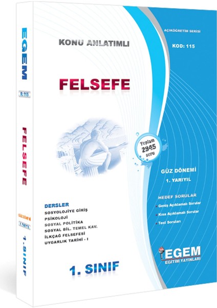 AÖFanad. Felsefe 1. Sınıf Güz ve Bahar 1 ve 2 Dönem Konu Anlatımlı Soru Set