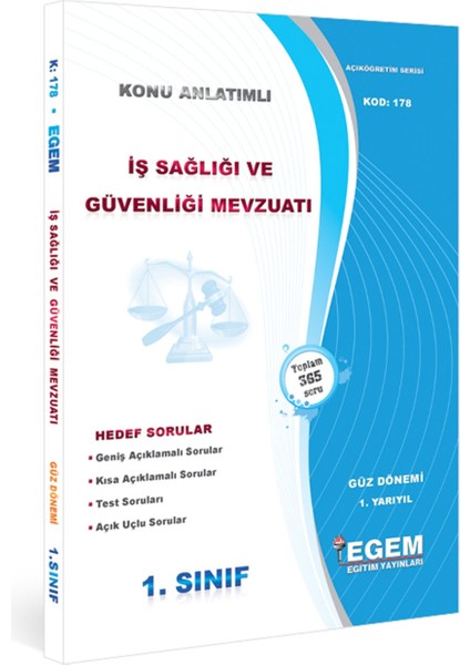AÖFanad. İş Sağlığı ve Güvenliği , İSG 1. Sınıf Güz Dönemi Konu Anlatımlı Soru Set