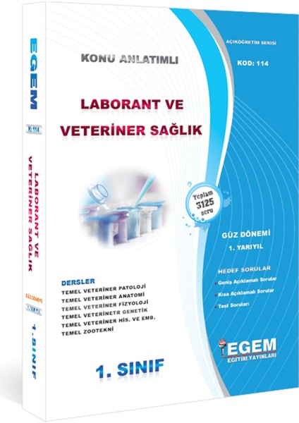 AÖFanad. Laborant ve Veteriner Sağlık 1. Sınıf Güz 1 Dönem Konu Anlatımlı Soru Set