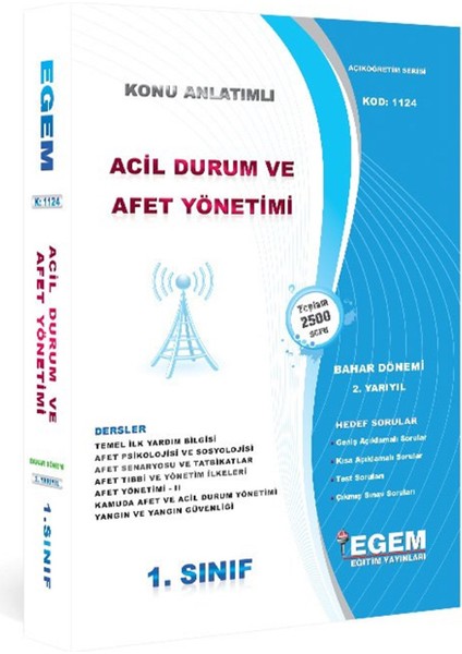 AÖFanad. Acil Durum ve Afet Yönetimi 1. Sınıf Güz-Bahar Konu Soru Full Set