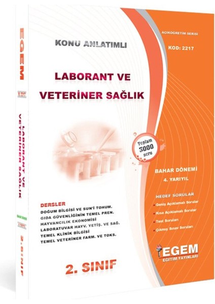 AÖFanad. Laborant ve Veteriner Sağlık 2. Sınıf Güz ve Bahar Dönemi Anlatımlı Soru Set modelleri