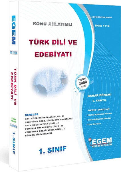 AÖFanad. Türk Dili ve Edebiyatı 1 ve 2. Sınıf Güz ve Bahar Dönemi Konu ve Soru Set