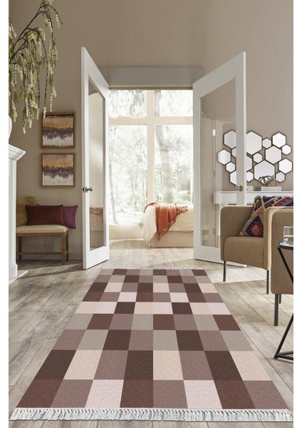 Dijital Baskılı Kaymaz Taban Yıkanabilir Modern Salon Halısı Mutfak Halısı Yolluk VH-HS-196