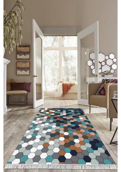 Dijital Baskılı Kaymaz Taban Yıkanabilir Modern Salon Halısı Mutfak Halısı Yolluk VH-HS-193