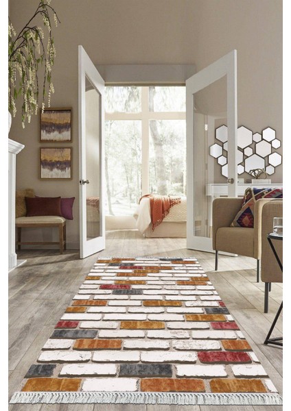 Dijital Baskılı Kaymaz Taban Yıkanabilir Modern Salon Halısı Mutfak Halısı Yolluk VH-HS-215