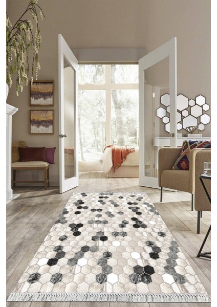 Dijital Baskılı Kaymaz Taban Yıkanabilir Modern Salon Halısı Mutfak Halısı Yolluk VH-HS-189