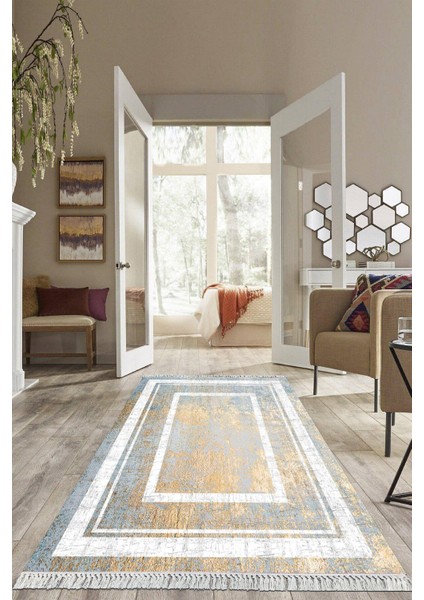 Dijital Baskılı Kaymaz Taban Yıkanabilir Çerçeveli Salon Halısı Mutfak Halısı Yolluk VH-HS-260