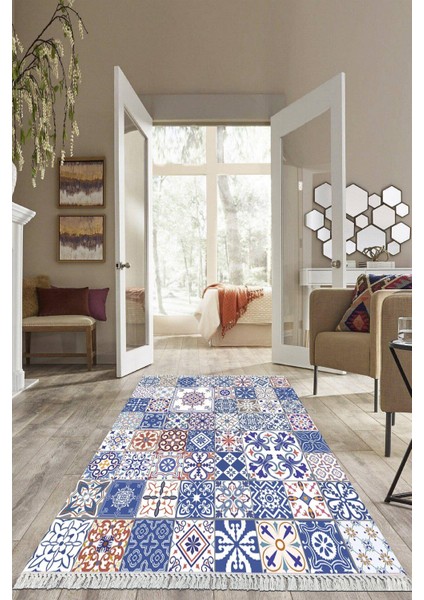 Dijital Baskılı Kaymaz Taban Yıkanabilir Modern Salon Halısı Mutfak Halısı Yolluk VH-HS-301