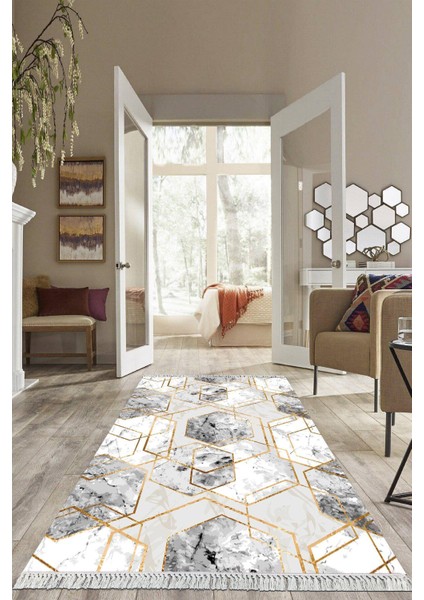 Dijital Baskılı Kaymaz Taban Yıkanabilir Modern Salon Halısı Mutfak Halısı Yolluk VH-HS-271