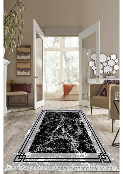 Dijital Baskılı Kaymaz Taban Yıkanabilir Mermer Desen Salon Halısı Mutfak Halısı Yolluk VH-HS-298