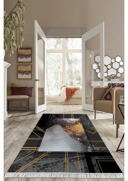 Dijital Baskılı Kaymaz Taban Yıkanabilir Modern Salon Halısı Mutfak Halısı Yolluk VH-HS-284