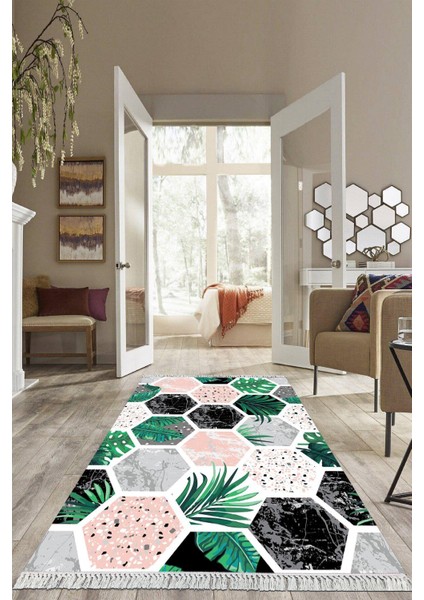 Dijital Baskılı Kaymaz Taban Yıkanabilir Modern Salon Halısı Mutfak Halısı Yolluk VH-HS-294