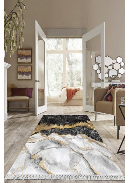 Dijital Baskılı Kaymaz Taban Yıkanabilir Mermer Desen Salon Halısı Mutfak Halısı Yolluk VH-HS-316