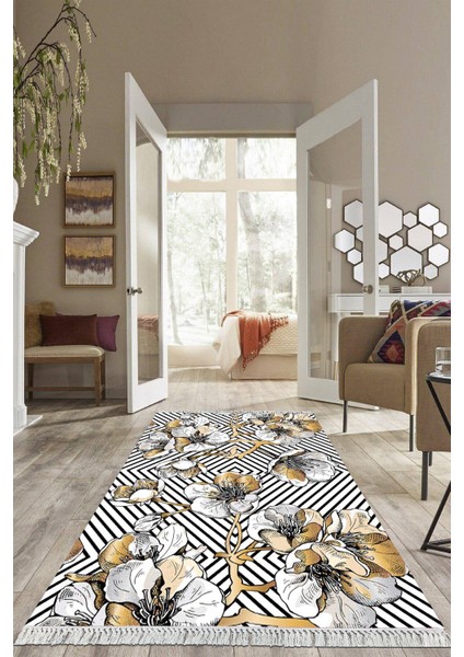 Dijital Baskılı Kaymaz Taban Yıkanabilir Modern Salon Halısı Mutfak Halısı Yolluk VH-HS-305