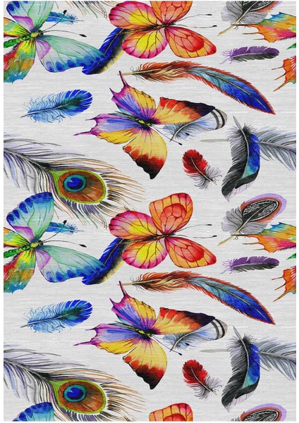 Dijital Baskılı Kaymaz Taban Yıkanabilir Kelebek Desen Salon Halısı Mutfak Halısı Yolluk VH-HS-323