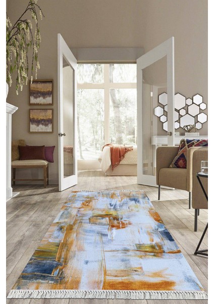 Dijital Baskılı Kaymaz Taban Yıkanabilir Modern Salon Halısı Mutfak Halısı Yolluk VH-HS-348