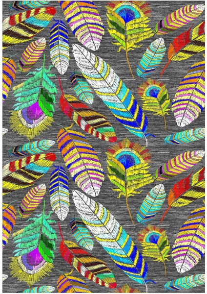 Dijital Baskılı Kaymaz Taban Yıkanabilir Yaprak Desen Salon Halısı Mutfak Halısı Yolluk VH-HS-324