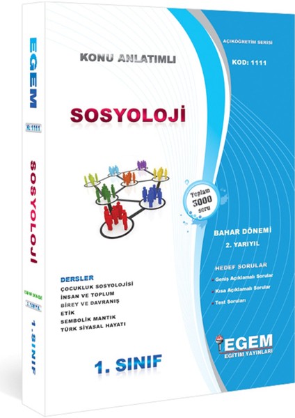 AÖFanad. Sosyoloji Güz ve Bahar Dönemi 1,2,3,4. Sınıf Konu Anlatımlı Soru