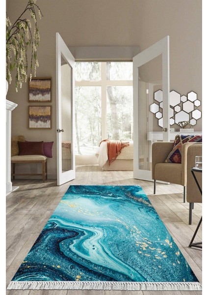 Dijital Baskılı Kaymaz Taban Yıkanabilir Modern Salon Halısı Mutfak Halısı Yolluk VH-HS-341